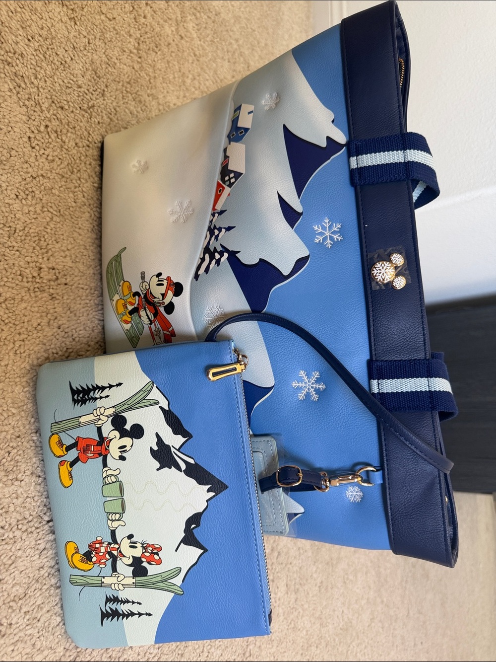 Her Universe Disney Blue and Navy Winter Ski Tote - Picture 5 of 6